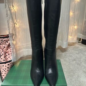 Steve Madden Black Knee-High Pointed-Toe Heeled Boots